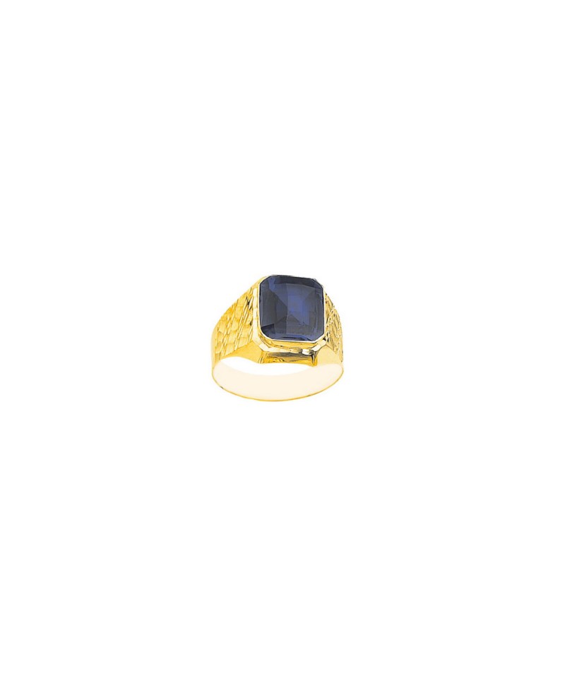 Sello de oro amarillo con piedra azul | Joyería Gimeno | Tu joyería de confianza en Valencia